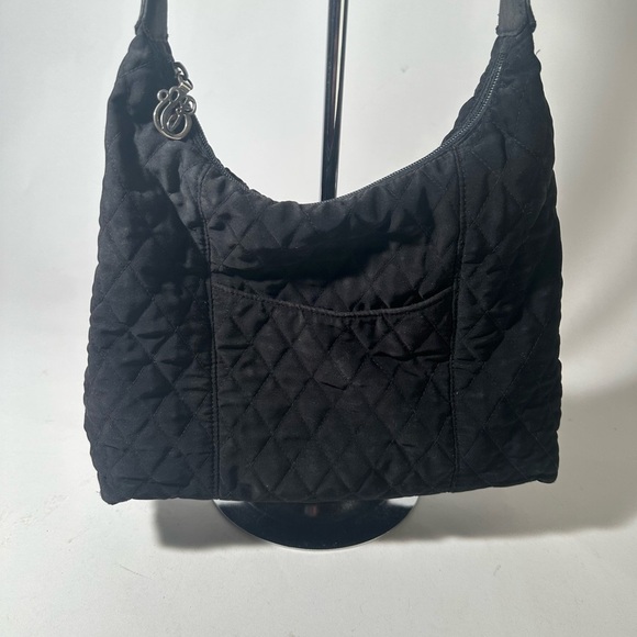 Vera Bradley Textured Black Crescent Shoulder Bag - Picture 2 of 6